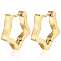 Fashion A Golden Five-pointed Star Stainless Steel Star Men's Earrings