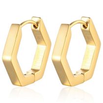 Fashion Hexagon Gold One Stainless Steel Hexagonal Men's Earrings