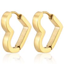 Fashion A Golden Heart Stainless Steel Heart Men's Earrings