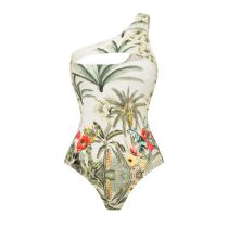 Fashion Single Swimsuit Polyester Printed One-shoulder Cutout Swimsuit