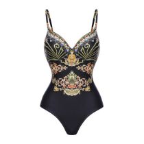 Fashion Single Strap One Piece Swimsuit Polyester Printed One-piece Swimsuit