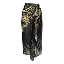 Fashion Single Wrap Skirt Polyester Printed Knotted Skirt