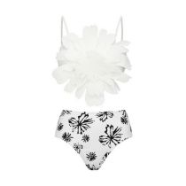 Fashion Single White Split Swimsuit Polyester Printed Swimsuit