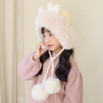 Fashion Milky White Plush Knitted Children's Pullover Hat