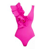 Fashion Single Swimsuit Pleated Ruffle One-piece Swimsuit