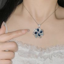 Fashion Pendant 0107 Blue Without Chain Copper Inlaid Zirconium Flower Necklace