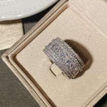 Fashion Ring 0562 White Diamond Copper Inlaid Zirconium Geometric Mens Ring