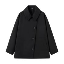 Fashion Black Lapel Buttoned Jacket