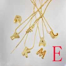 Fashion E Copper Inlaid Zirconium Geometric Three-dimensional 26-letter Mens Necklace