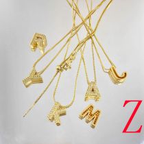 Fashion Z Copper Inlaid Zirconium Geometric Three-dimensional 26-letter Mens Necklace