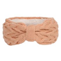 Fashion Leather Pink Wool Cross Knitted Headband
