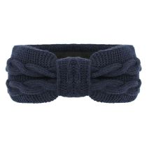 Fashion Navy Blue Wool Cross Knitted Headband