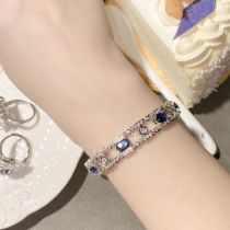 Fashion Bracelet 0028 Blue Copper Inlaid Zirconium Geometric Bracelet