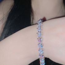 Fashion Full Diamond Pink Diamond Bracelet Copper Inlaid Zirconium Love Bracelet