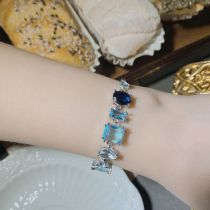 Fashion Bracelet 0102 Sea Blue 16+5cm Copper Set Square Diamond Geometric Bracelet