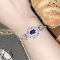 Fashion Bracelet 0118 Blue Corundum Copper Set Oval Diamond Geometric Bracelet  Copper