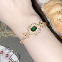 Fashion Bracelet 0119 Green Spinel Copper Set Oval Diamond Geometric Bracelet  Copper