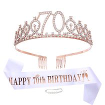 Fashion 70 Years Old - White Satin Suit (with Pearl Pin) Glitter Letter Etiquette With Crystal Crown Set