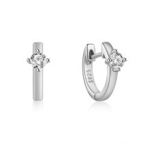 Fashion White Gold Sterling Silver Diamond Geometric Earrings