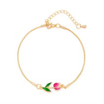 Fashion Rose Red Copper Dripping Oil Tulip Chain Anklet