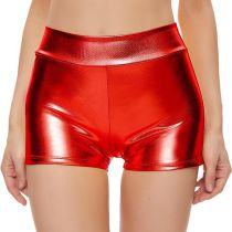 Fashion Red High Waist Bronzing Shorts