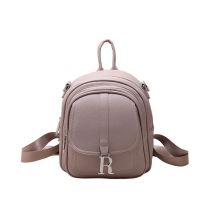Fashion Beige Gray Soft Leather Large Capacity Backpack