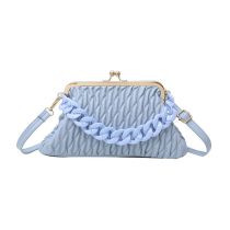 Fashion Blue Pu Pleated Zipper Crossbody Bag