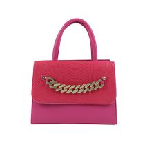 Fashion Rose Pink Crocodile Pattern Chain Crossbody Bag