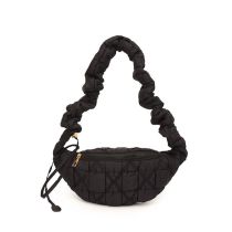 Fashion Black Pu Pleated Large Capacity Shoulder Bag