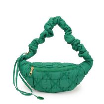 Fashion Green Pu Pleated Large Capacity Shoulder Bag
