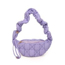 Fashion Purple Pu Pleated Large Capacity Shoulder Bag