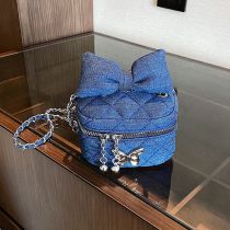 Fashion Dark Blue Diamond Embroidery Crossbody Bag