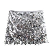Fashion Silver Polyester Sequined Skirt