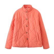 Fashion Orange Blended Diamond-breasted Stand-collar Jacket