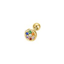 Fashion One Yellow Gold Round Colored Diamond Screw Earrings Copper Diamond Round Earrings (single)