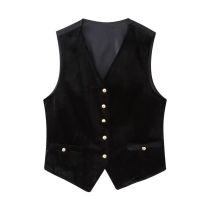 Fashion Jacket Velvet Buttoned Vest