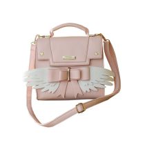 Fashion Pink Pu Bow Wing Flap Crossbody Bag