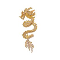 Fashion Gold Copper And Diamond Dragon Brooch