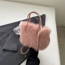 Fashion Pink Plush Large Capacity Crossbody Bag