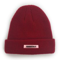 Fashion Claret Acrylic Knitted Patch Beanie