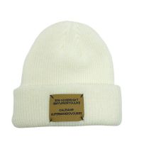 Fashion White Acrylic Knitted Patch Beanie