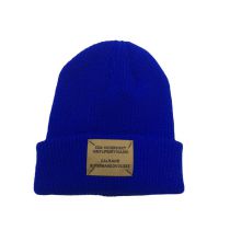 Fashion Royal Blue Acrylic Knitted Patch Beanie
