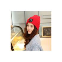 Fashion Big Red (headphone Model) Acrylic Knitted Patch Beanie