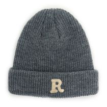 Fashion Grey Acrylic Knitted Letter Embroidered Beanie
