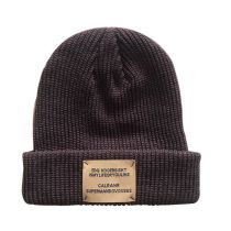 Fashion Brown Acrylic Knitted Patch Beanie