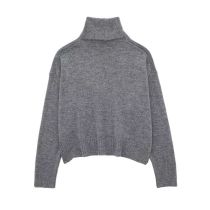Fashion Grey Turtleneck Knitted Sweater
