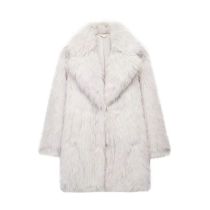 Fashion Off-white Fur Lapel Coat