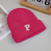 Fashion Rose Red Letter Embroidered Wool Knitted Beanie