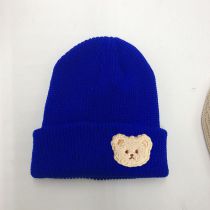 Fashion Blue Bear Embroidered Knitted Beanie