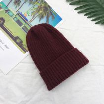 Fashion Wine Red Blended Knitted Beanie